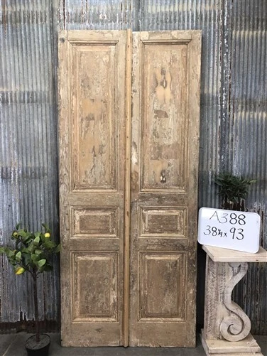 Antique French Double Doors (40.5x93) Raised Panel Doors, European Doors A388