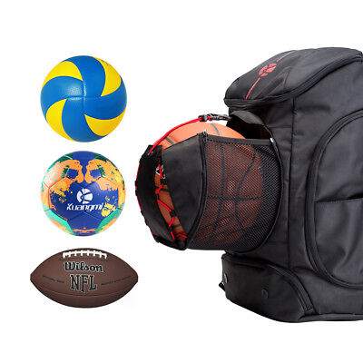 Kuangmi Basketball Football Backpack Ball Pocket All Sports Gym Travel Bag black