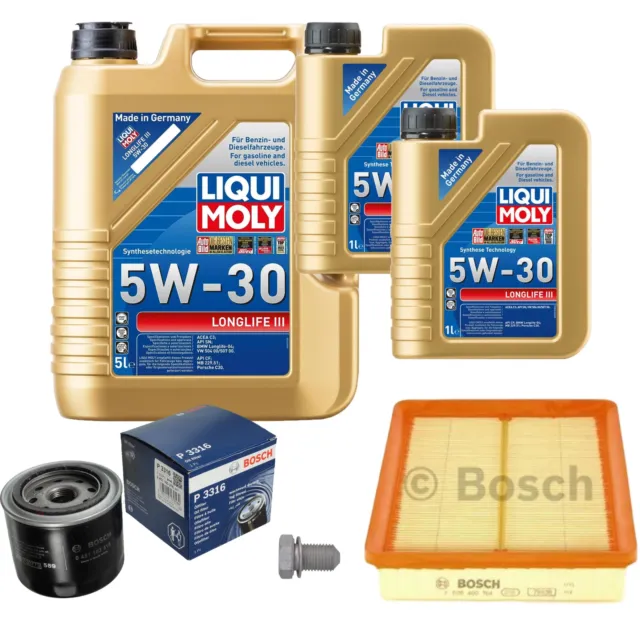 Bosch Inspektionspake 7 LIQUI MOLY Longlife III 5W-30 pour Kia pour Hyundai