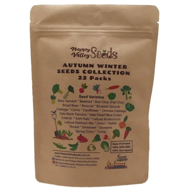 Mixed Autumn Winter Heirloom Vegetable 2500 Seeds 23 Packets Cool Season Bulk