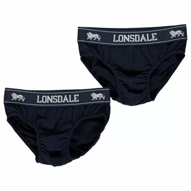 Lonsdale Kids Boys 2 Pack Briefs Junior Underwear Elasticated Waist