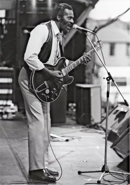 Chuck Berry Photo 1982 Huge 12 Inches Unique Rock Gig Image Black & White Photo