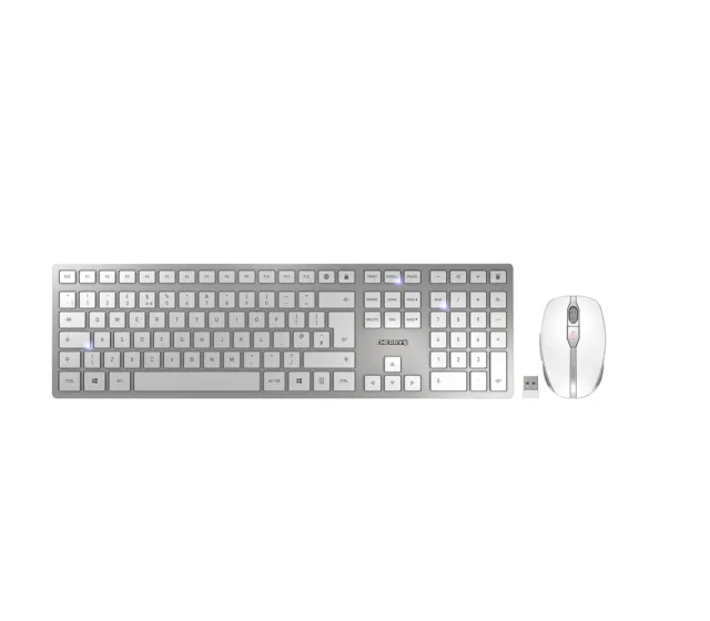 CHERRY Dw 9100 Slim Usb Wireless Keyboard And Mouse Set Uk Silver/White Jd-9100G
