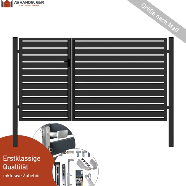 GARTENTOR EINFAHRTSTOR TOR Hoftor 2Flügelig Asymmetrisch Anthrazit