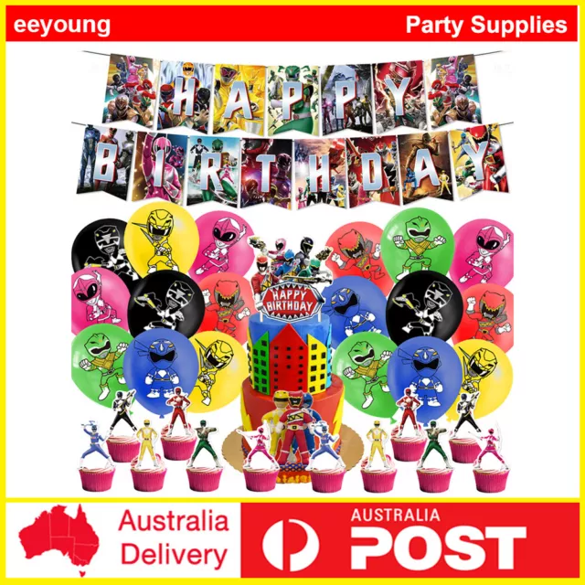 Power Rangers Birthday Party Supplies Banner Balloon Cake Topper Home Decoration