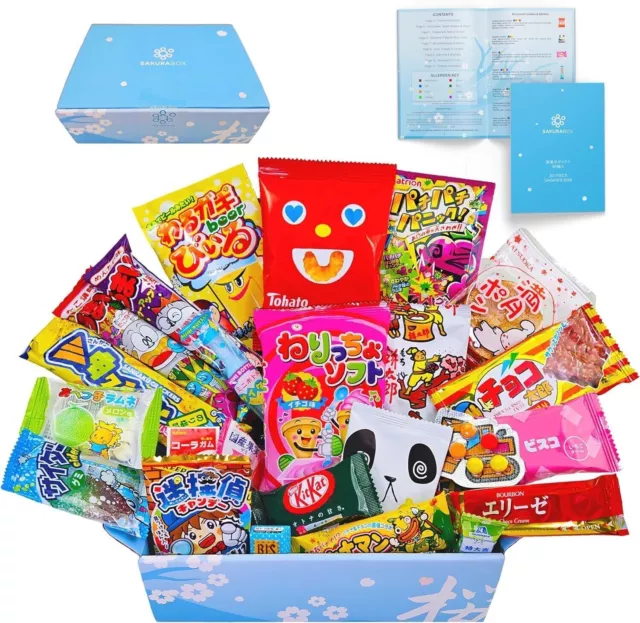 Japanese Snacks & Candy Box & English Pamphlet 30 x Dagashi Sweets Candy Gift