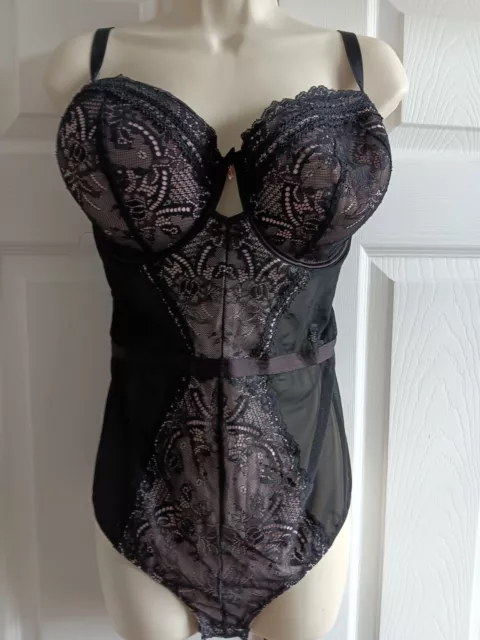 La SENZA, Intimates & Sleepwear, La Senza Lightly Lined Merry Widow Corset  Lingerie Small Black Pink Lace T69