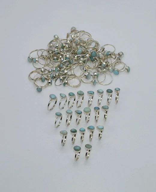 Wholesale 101Pc 925 Solid Sterling Silver Blue Larimar Ring Lot O K002