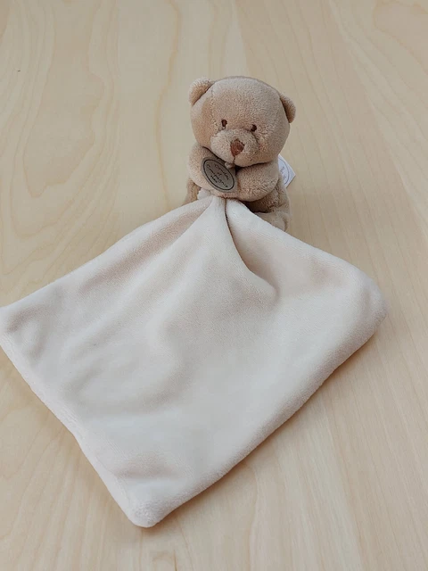 Doudou ours marron mouchoir écru beige en boîte fleur DC302 Doudou et Compagnie
