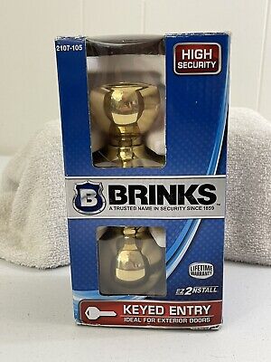 Brinks Exterior Locking Ball Knob - Polished Brass Door Knob Handle 2107-105