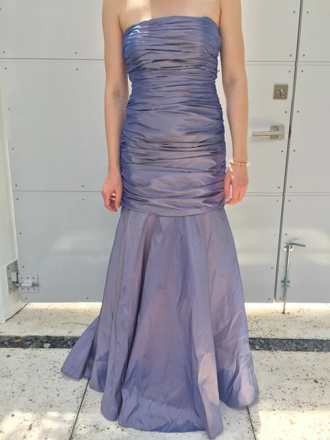 open lace back dress GORGEOUS CAMILLE LA VIE SILVER SEQUINS & METALLIC THREAD BEADED EMPIRE   Vintage Clothing & Fashions