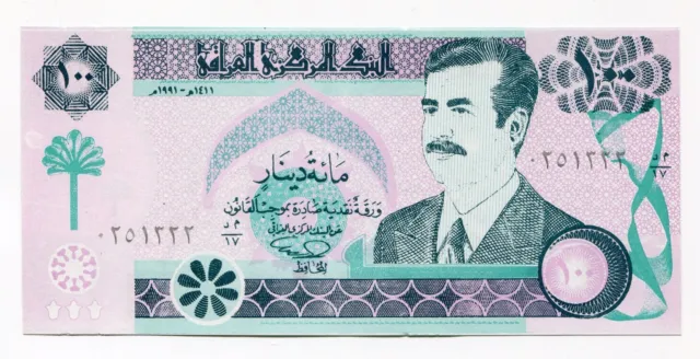 Iraq 100 Dinars P76 1991 Saddam Hussein Unc Rare Note Reproduction