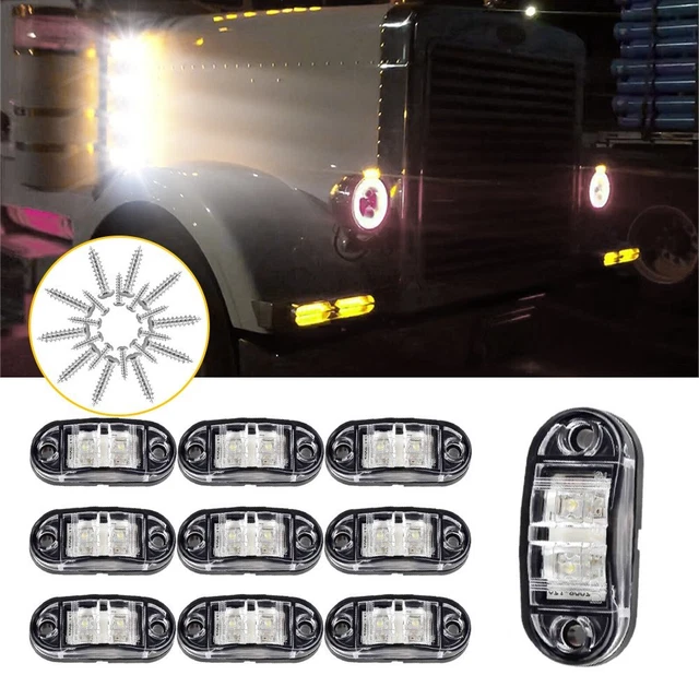 10pcs White LED Clearance Side Marker Light for Boat Marine RV Trailer Truck DIY