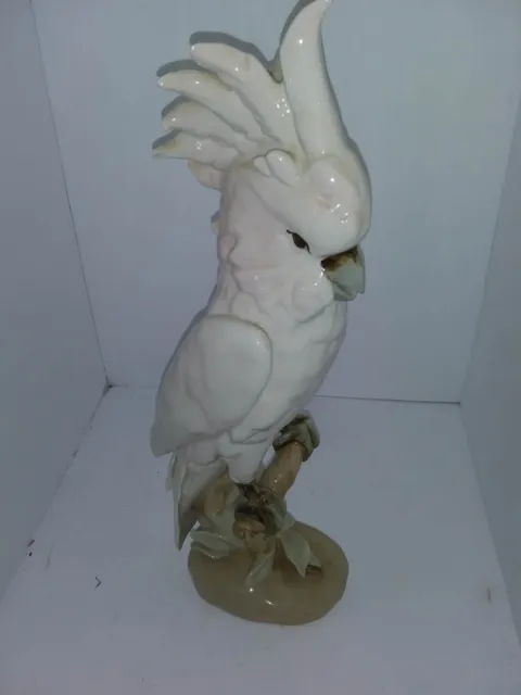 Royal Dux Porcelain Figure Of Cockatoo Pink Crest