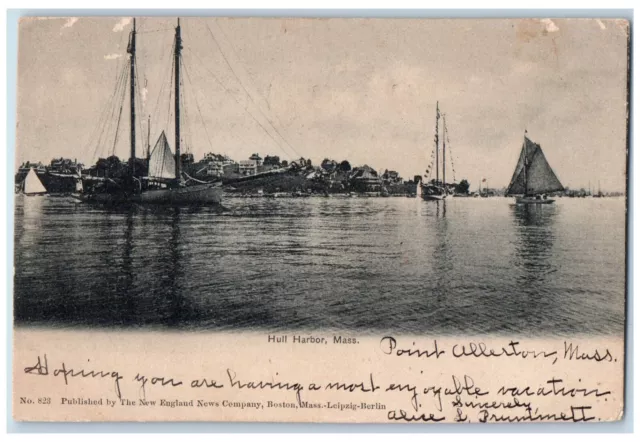 1905 Schooner Boat Hull Harbor Point Allerton Massachusetts MA Postcard