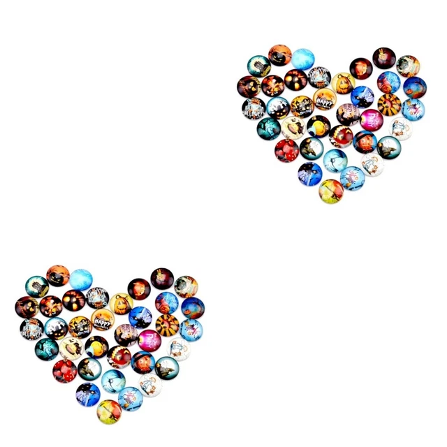 flatback 2x Kürbis Glas Cabochons Mosaik Gedruckt Glas Dome Cabochons