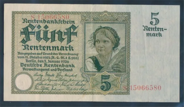 Banknoten Deutsches Reich 1926 Rosenbg: 164b, 8stellige Kontrollnummer ge (10288