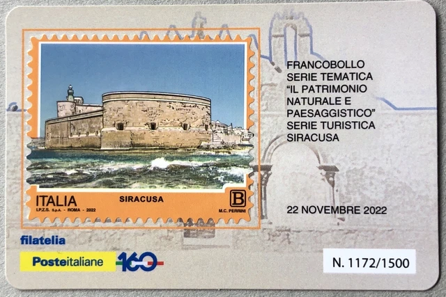 ITALIA 2022 SIRACUSA TESSERA FILATELICA FRANCOBOLLO tiratura 1500