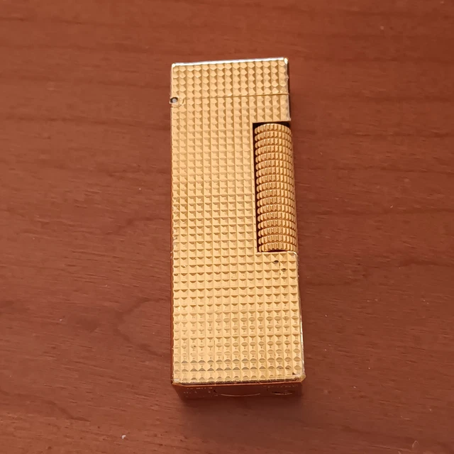 Accendino Dunhill Made Switzeland Laminato Oro Revisionato Funzionante Ottimo...