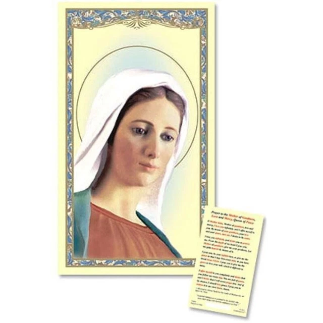 OUR LADY OF Medjugorje Laminated Holy Card w/Prayer to Mother of