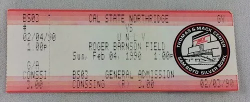 1990 02/04 Cal State Northridge at UNLV Basketball Ticket Stub-National Champs*