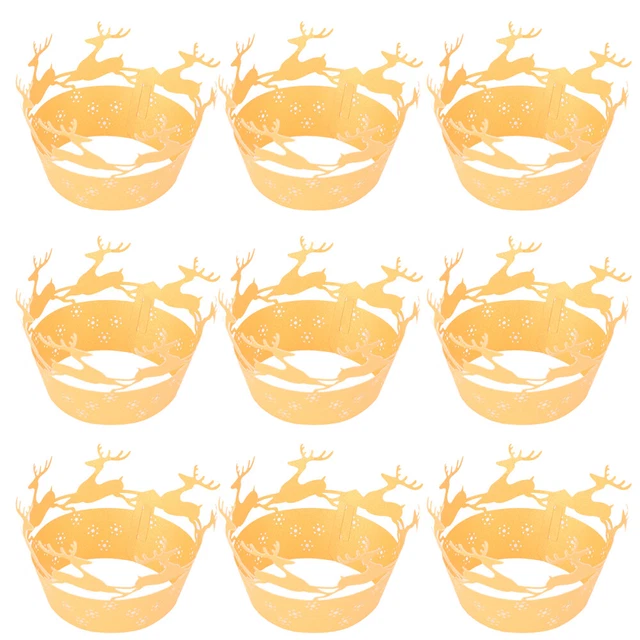 50 STÜCKE Weihnachten Papier Cupcake Muffin Wrapper Hohl Elch Schneeflocke