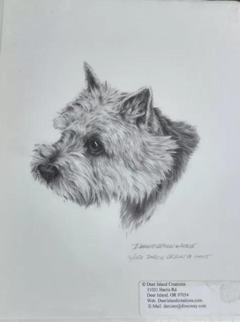 9" x 12" Norwich Terrier Pencil Drawing SEALED; NEVER OPENED