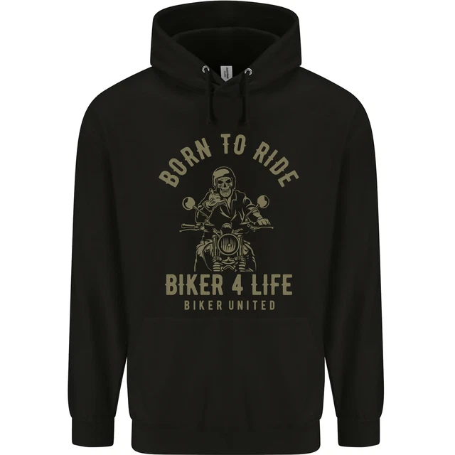 Biker 4 Life Motorbike Motorcycle Skull Mens 80% Cotton Hoodie