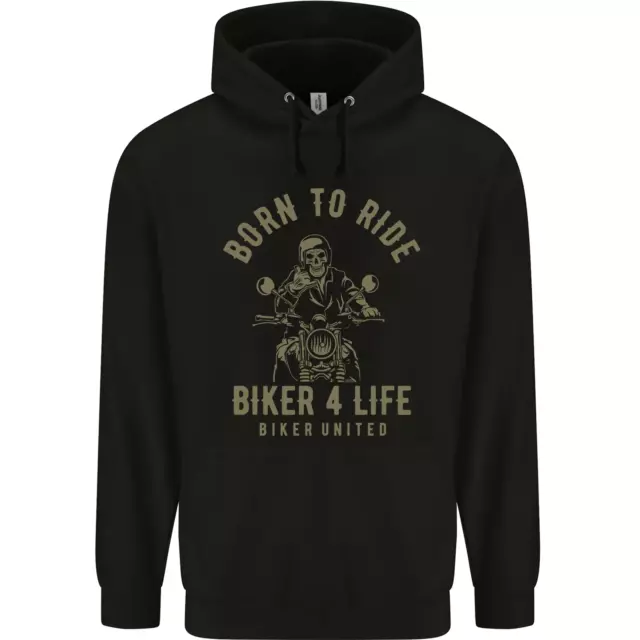 Felpa con cappuccio da uomo Biker 4 Life moto teschio 80% cotone