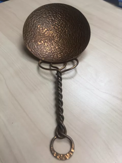 Hand Made Hammer Beaten Vintage Copper Ladle With 4 thread Copper Handle