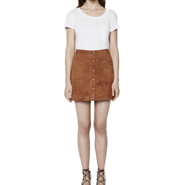 REBECCA MINKOFF Women's Tan Suede Rockin Skirt $498 NWT