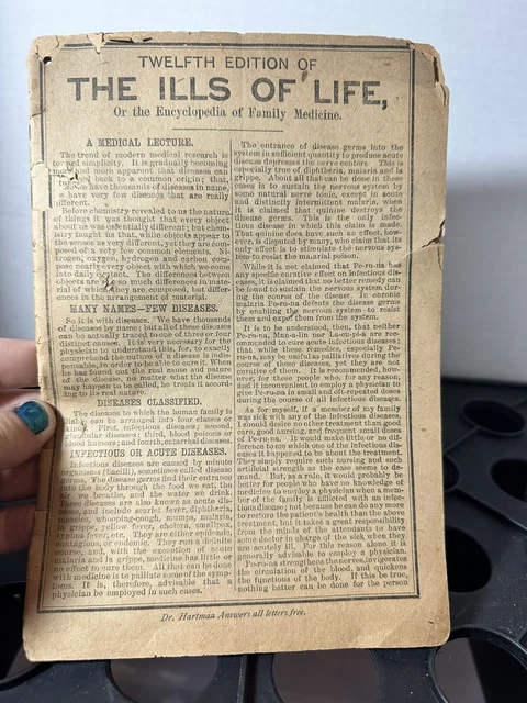 1901 Dr. Hartman The Ills of Life Encyclopedia of Family Medicine Rare HTF