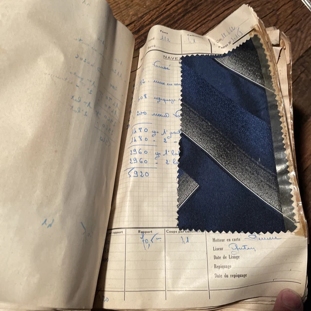 Ancien Catalogue D'échantillons De Tissu Satin Royal Noir - 6 Pages, état Vintage Avec Défauts