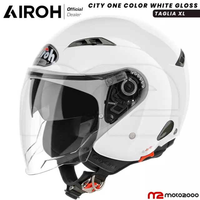 Casco Airoh Jet Open Face City One Color White Gloss Bianco Lucido Taglia Xl