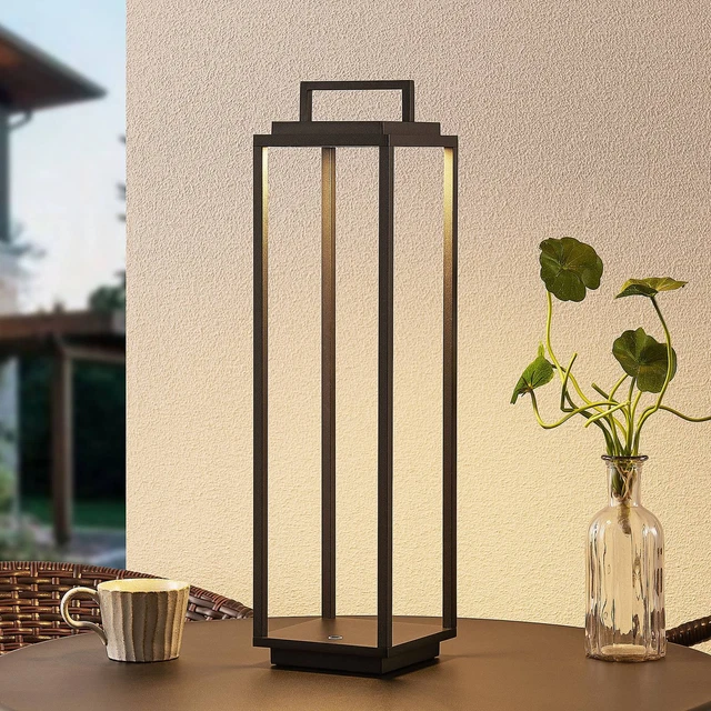 LED-Außenlaterne Elaja Lucande Lampenwelt Terrasse Beleuchtung Deko schwarz Alu