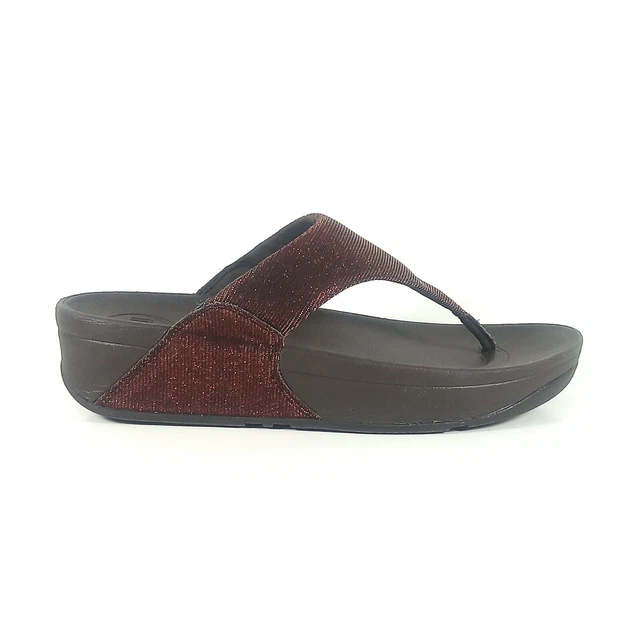 Fit Flop Lulu Womens 7 Crystal Embellished Brown Toe Post Sandals
