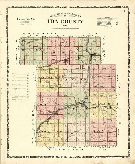 1906 atlas IDA COUNTY IOWA plat maps old GENEALOGY history plat DVD P119
