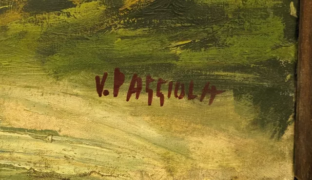 Paesaggio ad olio su tela firmato V. Passiola 3