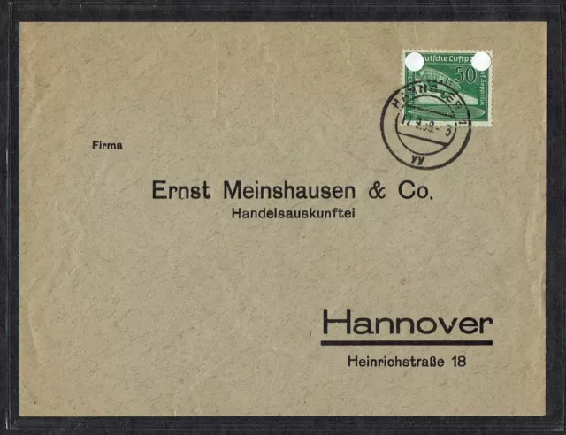 DR /Briefmarken 1939 Firmenbrief mit EF Mi.-Nr.670 -E.Meinshausen &Co. Hannover-