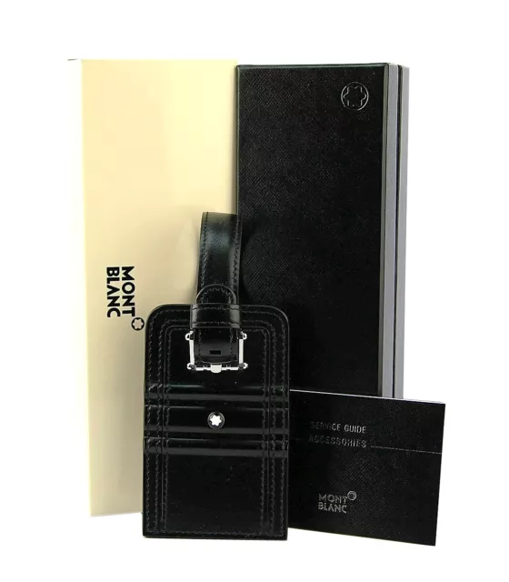 Montblanc 105257 Lifestyle Accessories Luggage Tag Black Leather 3 Rings Motif