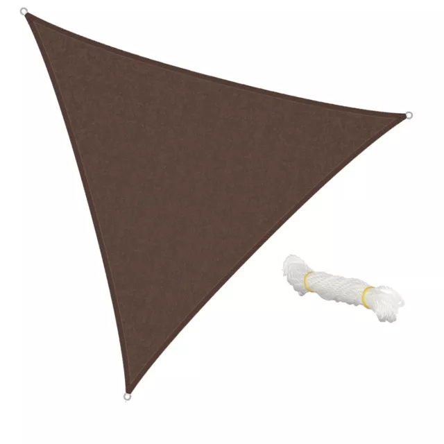 Vela de sombra protección solar resistente al agua lona triangular 5x5x5m marrón