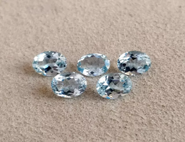 7x5 MM AAA Azul Profundo Natural Aguamarina Ovalada Limpia Piedras Preciosas Excelente Corte 3