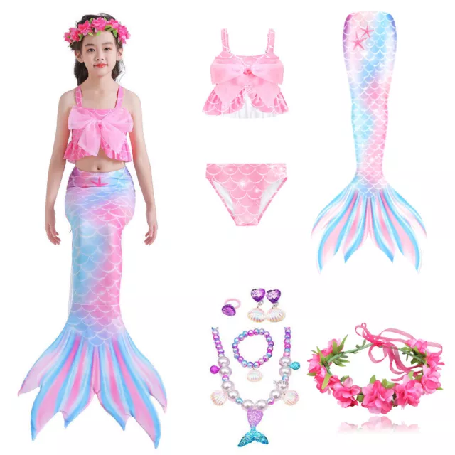 GIRL MERMAID TAIL Swim Party Cosplay Costumes Kids Mermaid Swimsuit ...