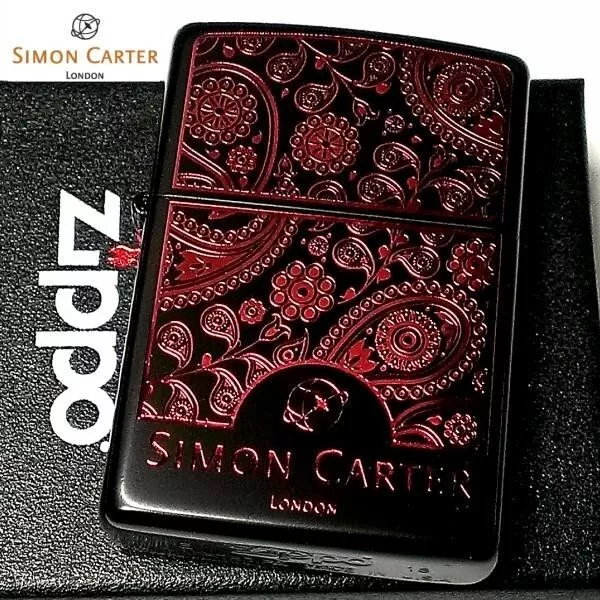 Zippo Oil Lighter Simon Carter Paisley Black Red Engraved Japan New
