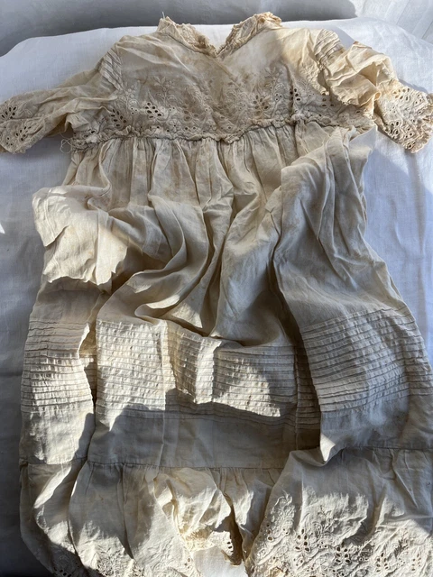 Antique baby christening baptism gown slip bloomers