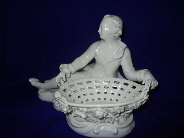 Antique   Meissen Style , John Bevington Porcelain  Man with Basket Figural Bowl