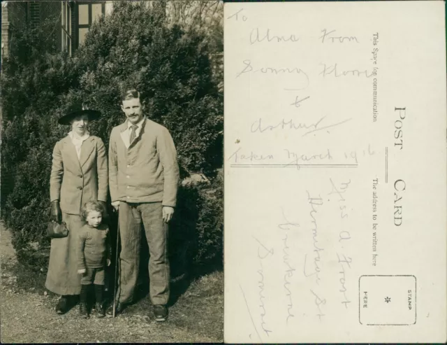 WW1 British Army Soldier & Family Hospital Blues 1916 Real Photo RP 2