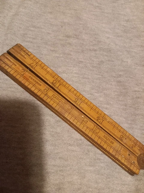 Vintage Boxwood, brass, folding 24 inch rule, No. 1166, RABONE, made in ENGLAND