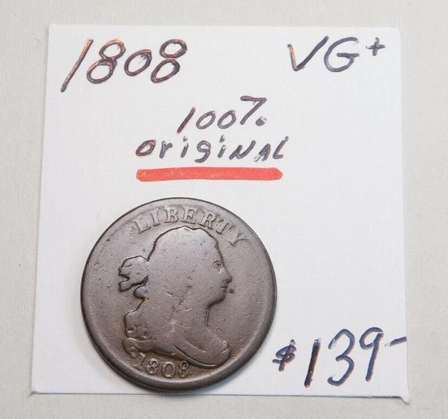1808 Draped Bust Half Cent 100% Original V.g. Last Year - 215 Years Old!!!!!  ⭐⭐