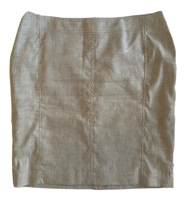 Halogen Women’s Beige Linen Blend Mini Skirt size 12 Office Workwear